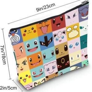 Pokémon Faces Zipper Pouch for Makeup / Pencil Case / 9" x 7" / New